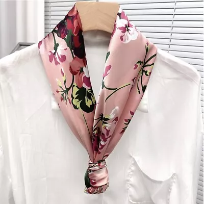 Geranium 100% Mulberry Silk Scarf Shawl Pink Green Flower Floral 41” 110cm • £32.31