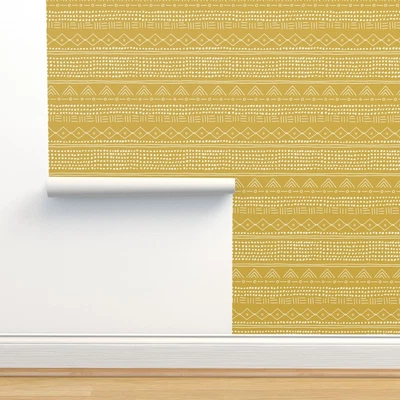 £8.90 • Buy Removable Water-Activated Wallpaper Mudcloth Texure Indian Minimal Summer