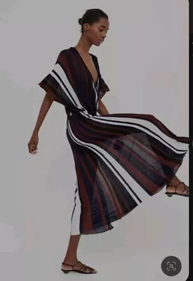 Zara Striped Knit Kimono Maxi Dress Sz M Limited Edition • $79