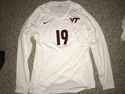 Nike Virginia Tech Hokies #19 Volleyball White Game Worn Jersey *M* • $15