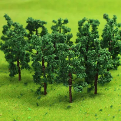 30pcs Model Train Layout N Gauge 1:150 Deep Green Model Trees 60mm Iron Wire • £8.39