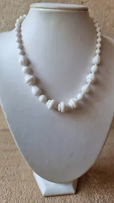 Elegant Vintage Czech Tapered Milk Glass Beaded Necklace • $25.04