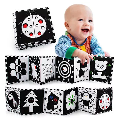 12 Design Baby Sensory Folding Board Black White Colour Flash Cards 0-6 Month. • £10.82