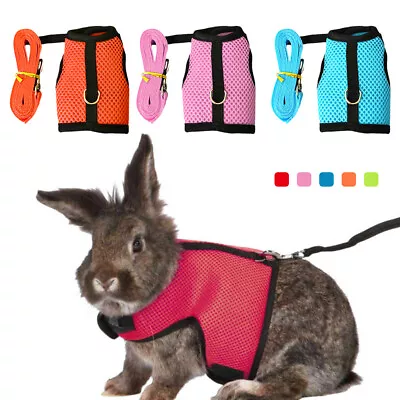 Breathable Pet Mesh Soft Harness With Leash For Small Animals Bunny Guinea Pigs • $6.62