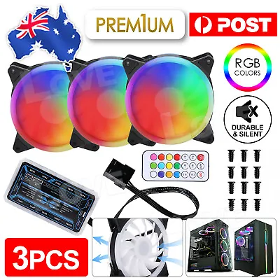 $27.95 • Buy 3/6PCS RGB LED Cooling Fan Computer Case PC USB 120mm 12V With Remote Control