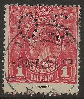 KGV     1d  RED    SINGLE WATERMARK  ROUGH PAPER   DIE11   OFF-CENTRE & OFFICIAL • $3.95