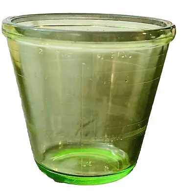 Vintage Hazel Atlas Green Vaseline Depression  Glass 2 Cup Measuring Dish • $25