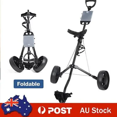 NEW Foldable Golf Buggy Trolley Cart Push Pull 2 Wheels Aluminum Cart • $88.79