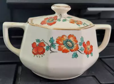 Vintage Homer Laughlin Eggshell Georgian Floral Sugar Bowl And Creamer Set • $7