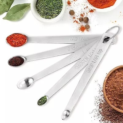 5Pcs Measuring Spoons Set Stainless Steel - HYQO Metal Teaspoon Measuring Spo... • $7.39