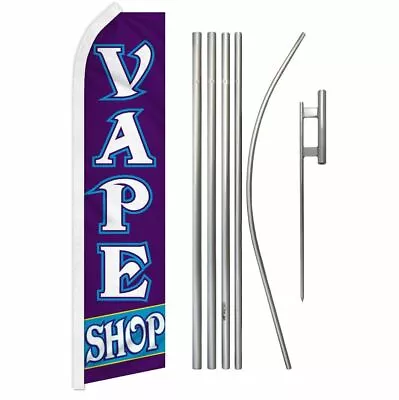  VAPE SHOP  Advertising Super Flag & Pole Kit Vapor E-cig Smoke • $92.26