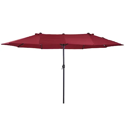 Outsunny 4.6M Garden Patio Umbrella Canopy Parasol Sun Shade W/o Base Wine Red • £73.99