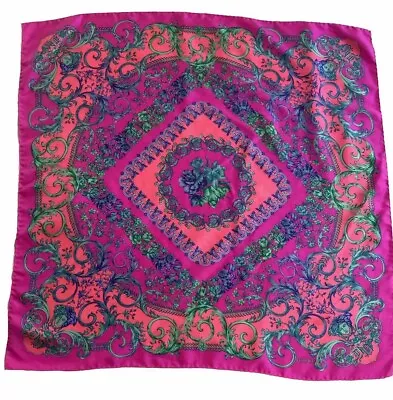 Gianni Versace Silk Scarf Vibrant Colors  34” Logo Medusa Italy Wow • $149