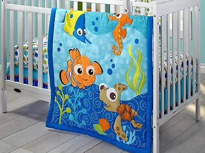 $93.56 • Buy Crib Bedding Set Disney Nemo 3 Piece Comforter Blanket Sheet Bed Skirt Ocean