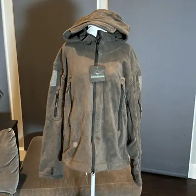 Men’s Gray Tactical Hooded Jacket Fleece Soft Shell XL NEW • $49
