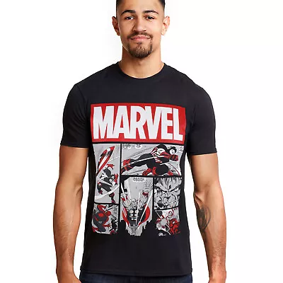 Official Mens Marvel Comics Heroes T-shirt Black S-XXL • £13.99