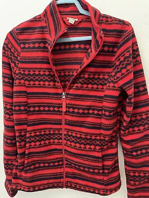 Merona Women's Full Zip Up Red Black Velour Jacket Sweater .Size XS#16 • $9.79