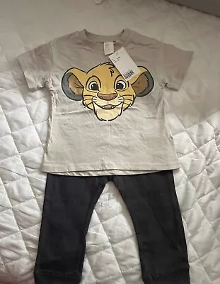 🤎 Disney The Lion King Outfit Set Inside 9-12 Months Top Trousers Unisex Boys • £15