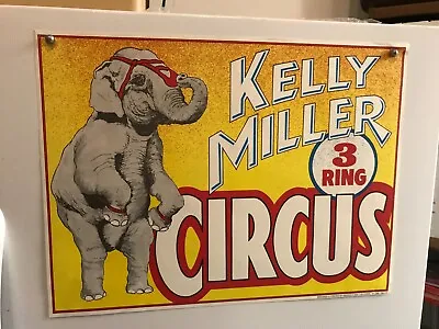 $17.77 • Buy Vintage Kelly Miller Circus Poster 18'x24  Elephant On Back Two Feet