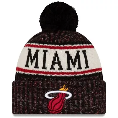 New Era NBA Miami Heat Sideline Sport Knit Winter Pom Knit Hat Beanie Cap • $23.99