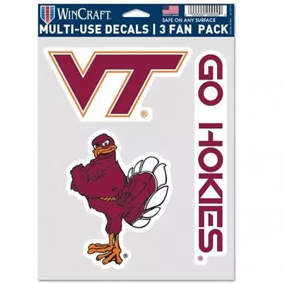 Virginia Tech Hokies Multi Use Fan 3 Pack Decal Set [NEW] Sticker Emblem Car • $5.95