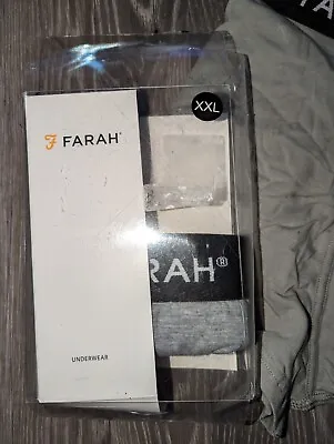 Farah Grey Beige 3 Pack Trunk Boxer Shorts New Boxed Size XXL • £19.99