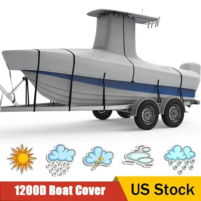 1200D T-Top Boat Cover Waterproof Heavy Duty Tear-Resistant 22-24' W/Motor Cover • $169.40