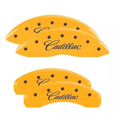 MGP Caliper Covers Set Of 4 Yellow Finish Black Cadillac (Cursive) • $289