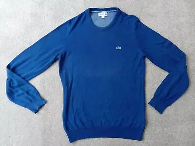 Lacoste Jumper Mens Blue Cotton Round Neck Size Men’s Size Small • £10.18