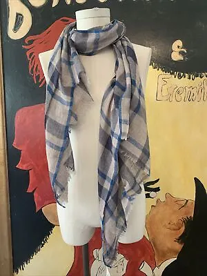 Vismaya Scarf Stole Wrap Shawl Anthropologie Blue Plaid Solid Stripes Cotton Bld • $27.88