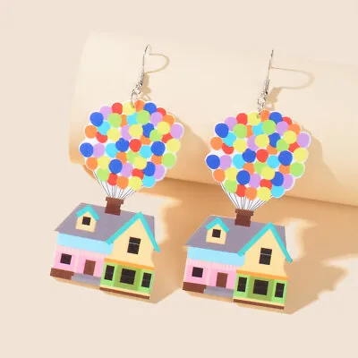 $1.99 • Buy Cartoon Design Candy Colour Resin Balloon House Y2k Style Chunky Dangle Earrings