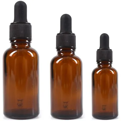 GLASS DROPPER BOTTLES 10ml 20ml 30ml Eye Medicine Massage Essential Scented Oil • £6.19