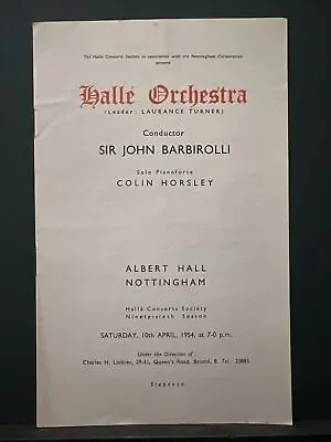 1954 Halle Orchestra Sir John Barbirolli Colin Horsley Programme • £7.50