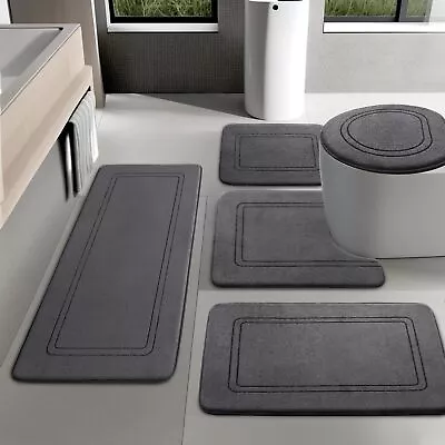 Memory Foam Bath Mat Set Bathroom Rugs Sets 5 Pieces Non Slip Bath Mats For... • $88.03