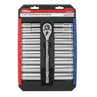 21-piece 1/2-inch Drive Ratchet And Deep Socket Set • $28.24