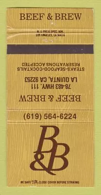 Matchbook Cover - Beef & Brew La Quinta CA Restaurant WEAR 30 Strike • $3.99