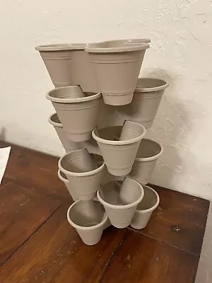 3 Tier Stackable Flower Pots Planters Vertical Garden Tower 6pcs  SMALL • $20.99