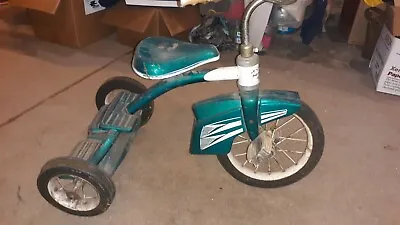 Vintage 1950's Western Flyer Tricycle On Aerodynamic Front Fender Teal And White • $80