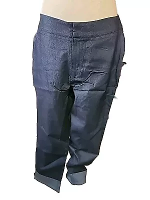 Unique Vintage Smak Parlour Dark Blue Denim PLUS SIZE CUFFED Women's Pants • $7.69