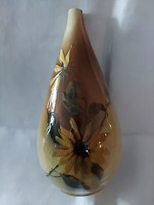 Unsigned Louwelsa Weller Pottery Bud Vase Hand Painted Yellow Daisy 8.5  • $55