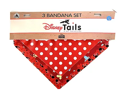 Disney Parks Tails Dog Bandana Set Of 3 Minnie Mouse Large NEW • $19.95