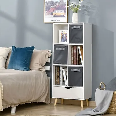 Modern Bookcase Tall Bookcase With Storage Shelves Drawer For Study • £58.90