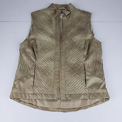 Erin London Vest Women's Size PS Soft Brown Geometric Full Zip Vest Side Pockets • $12.50