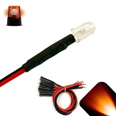10 X LED Pre Wired 12v 5mm Orange Amber Flashing Blinking Strobe LEDs 12 Volt • $11.62