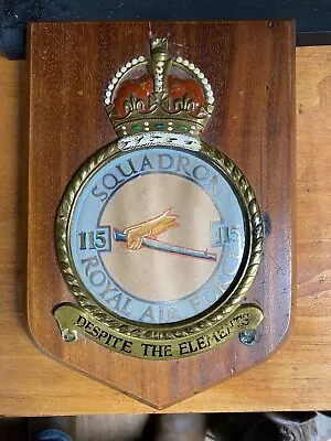 RAF 115 SQUADRON  Mess Wall Plaque - 1940s. • £35