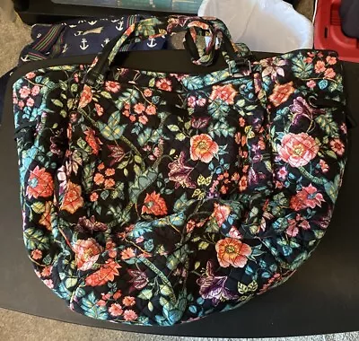 VERA BRADLEY Hadley EAST WEST Tote VINES FLORAL  HTF Black Teal • $10