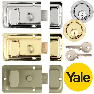 YALE NIGHT LATCHES Front Door Snib Catch Nightlatch Lock Key Chrome/Brass/Green • £13.01