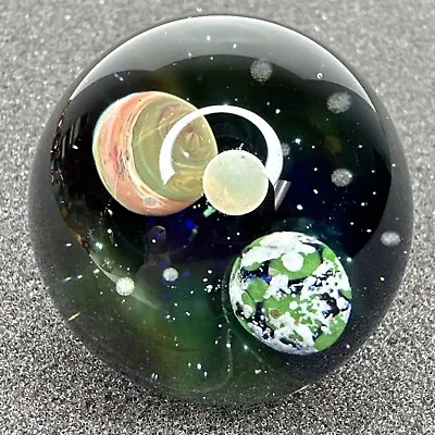 Contemporary Art Glass Marble Handmade 1.36  Space Scene W/ Opal Heady Boro MIB • $90.99