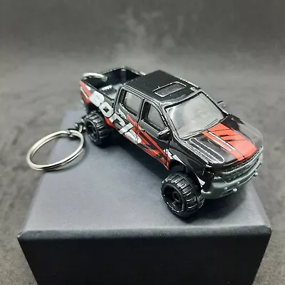 $6.50 • Buy Hot Wheels 19 Chevy Silverado Trail Boss LT Black #53 Keyring Key Chain