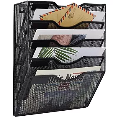 5 Tier Wall File Holder Hanging Mail Organizer Metal Wall Mount Magazine Rack... • $27.50